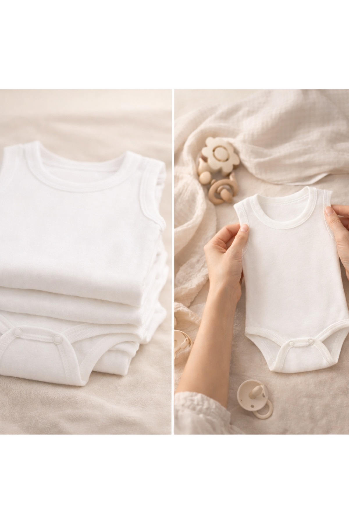 Novibaby 5'li Bebek Atlet Body Zıbın Çıtçıtlı Beyaz 100% Pamuk - Beyaz Bebek Body Zıbın fotoğrafı 3 (önizleme)