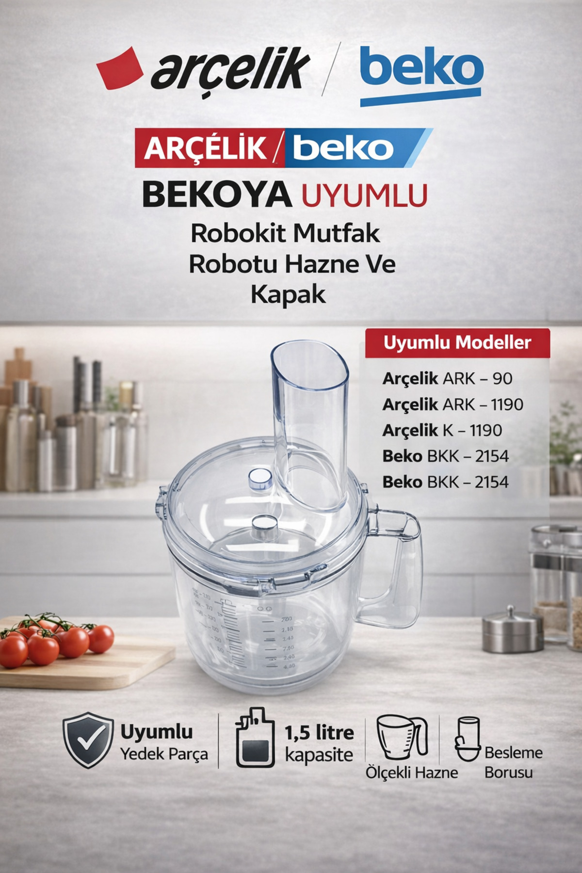 Arçelik K 1190 Robolio Mutfak Robotu Hazne Ve Kapak