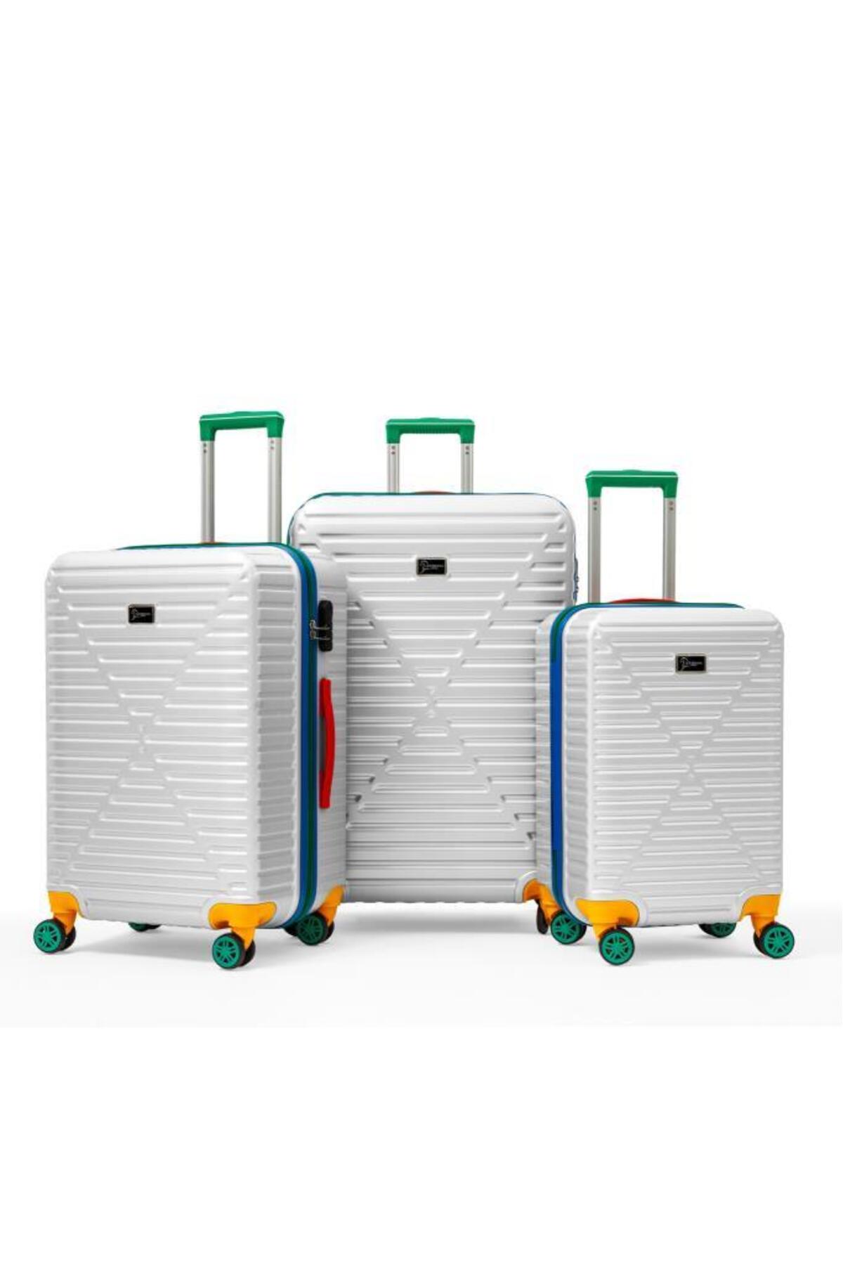 3-Piece Luggage Set 100% Polycarbonate Luggage 4x2 Wheels White 1088
