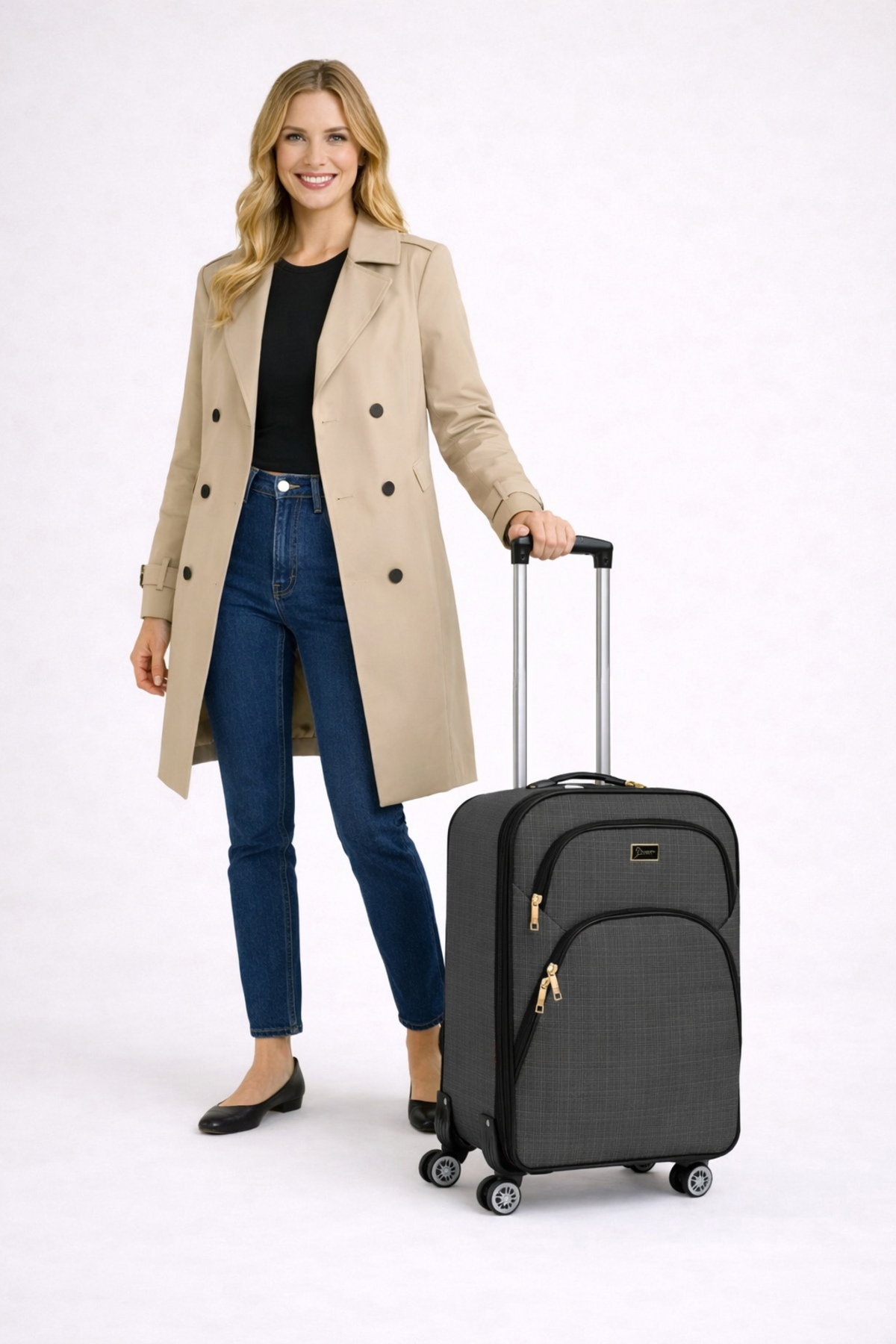 louisiana polo  Kabin (KÜÇÜK) Boy 4 Teker Kumaş Valiz Antrasit 1081 - Görsel 4