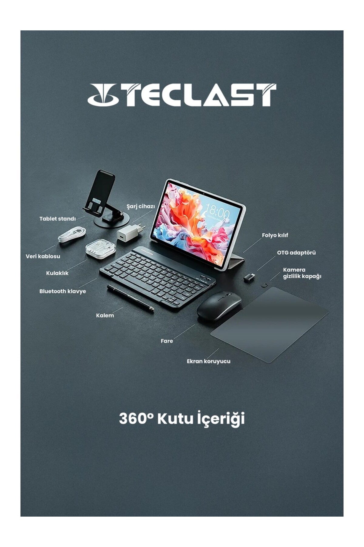 T65 8/128 GB 13.4'' Tablet (Resmi Dist. Garantili) KILIF+KLAVYE+MOUSE+KULAKLIK+K