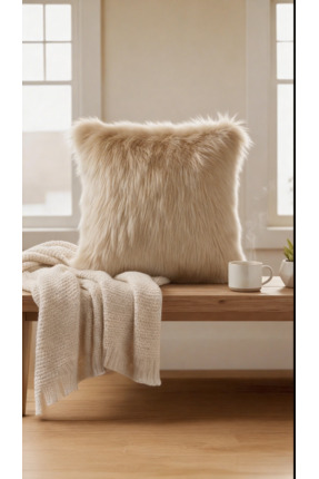 LadiesHome Açık Kahve Peluş Kırlent Kılıfı 1.sınıf Kumaş