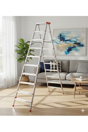 Genel Markalar Alüminyum Çift Çıkışlı Merdiven 10 Basamak | Kaymaz Ayaklı | E...