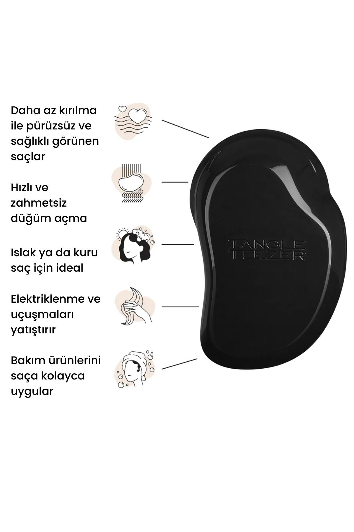 Original Panther Black Düz-Kıvırcık Saçlar için Saç Fırçası-Tarak — مشکی 5060173370015 — تصویر 2 از 6