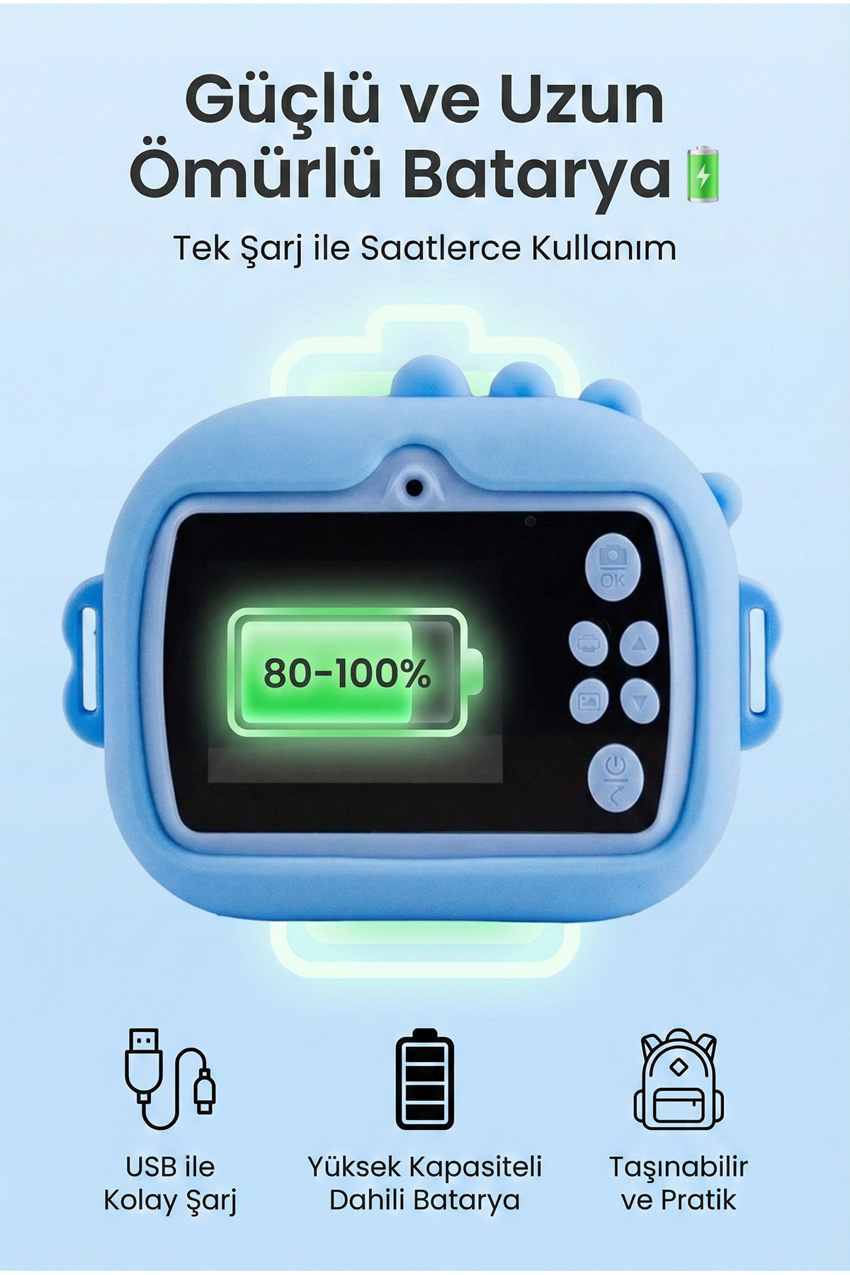 4 Berry M5 Taşınabilir Fotoğraf Yazıcı ve Kamera DİNAZOR Mavi fotoğrafı 5 (önizleme)