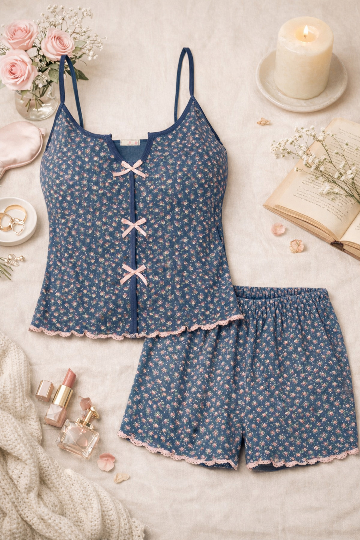 koza iç giyim Ženski set kratkih hlača sa naramenicama, dječjim motivom i det...