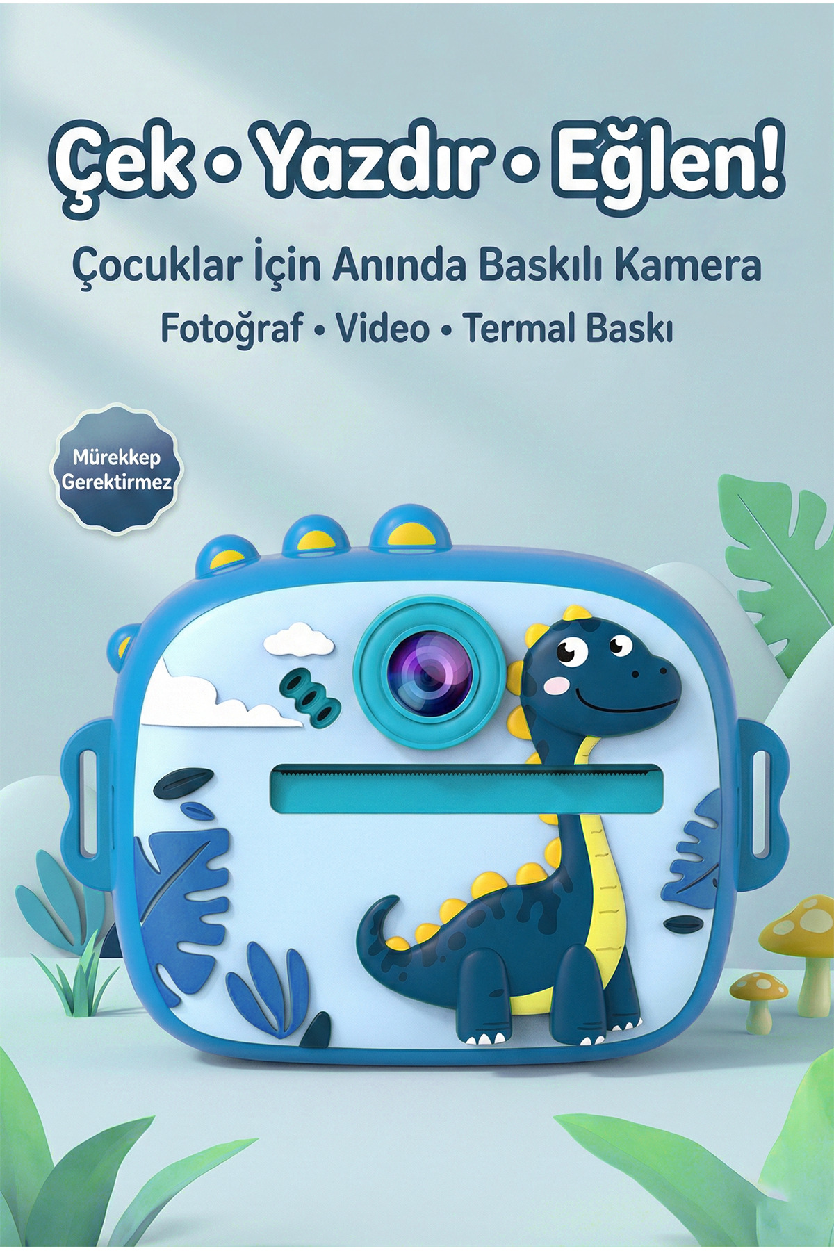 4 Berry M5 Taşınabilir Fotoğraf Yazıcı ve Kamera DİNAZOR Mavi fotoğrafı 4 (önizleme)