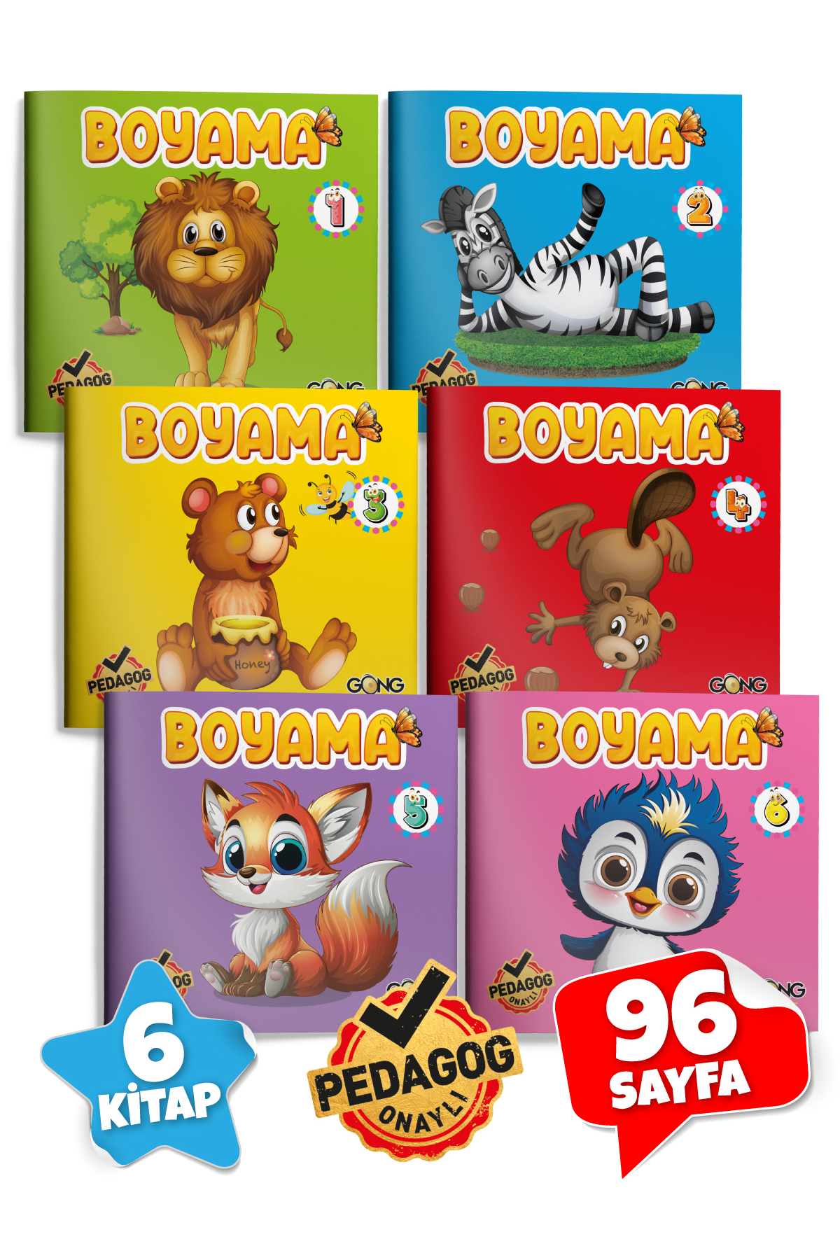 Gong 3-6 Yaş Dev Çocuk Boyama Ve Yapıştırmalı (STİCKER'LI) 18'lı Kitap Seti fotoğrafı 3 (önizleme)