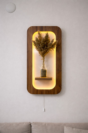 OsalionDesignn Loft Işık Rafı – Modern LED Aydınlatmalı Duvar Rafı