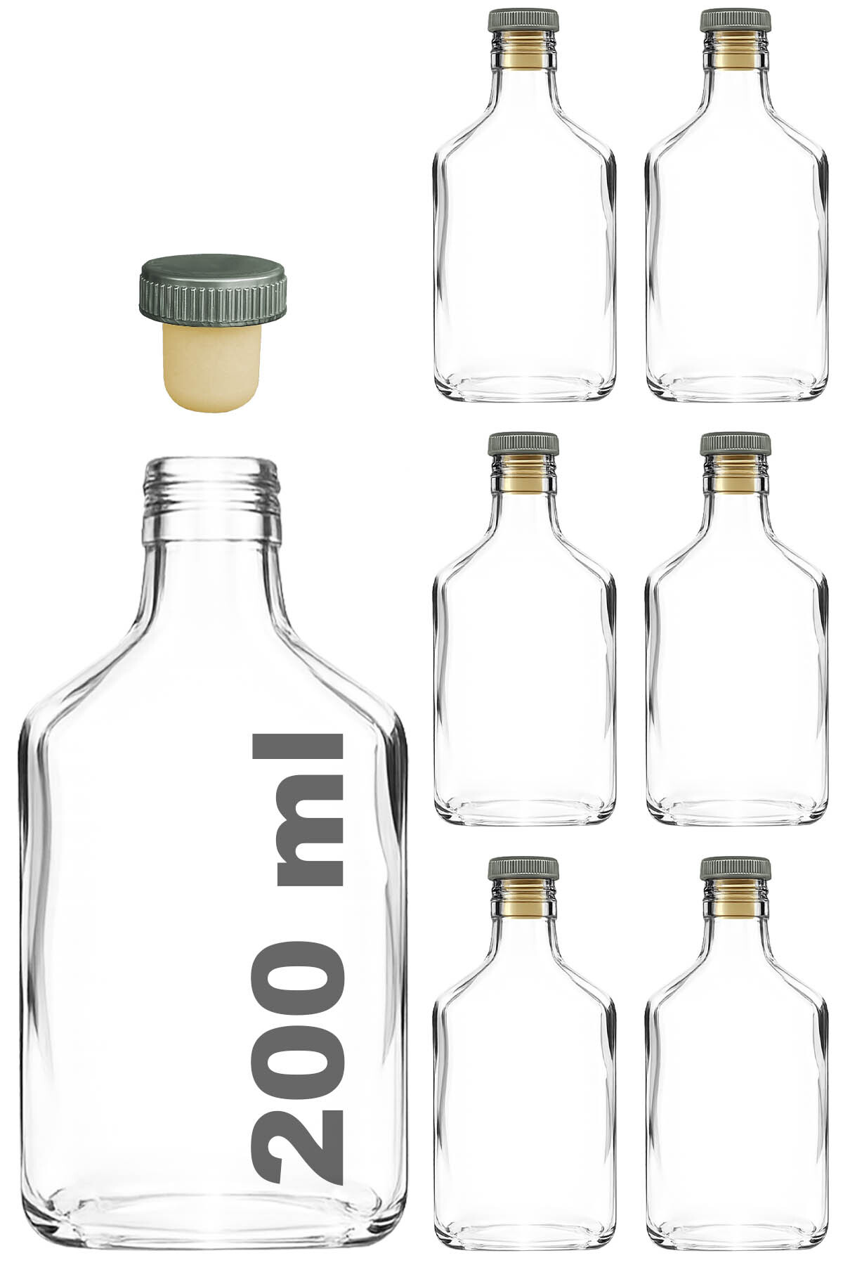 200ml Clear Cold Brew Sealed Synthetic Cork Stopper 200cc Cold Coffee Flat Empty Glass Bottle 6pcs