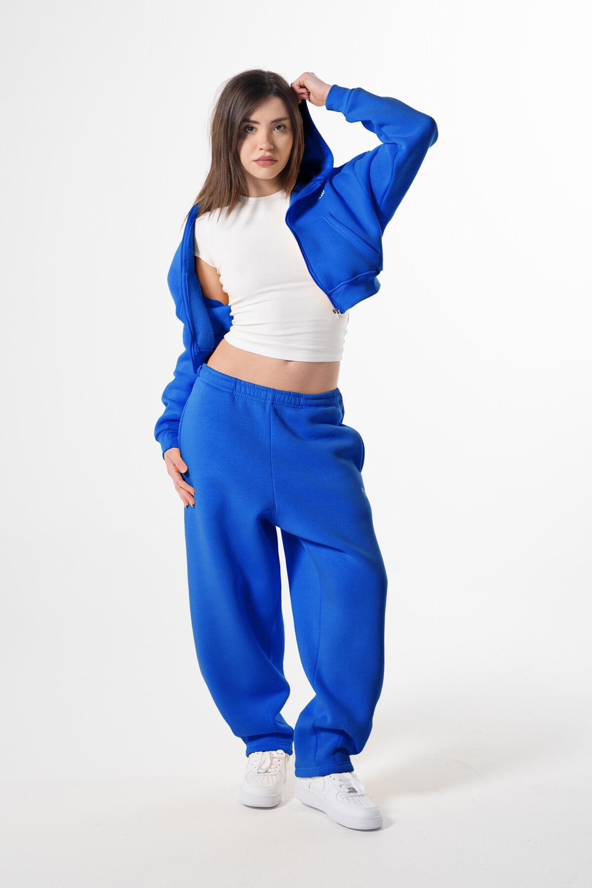 Flaw Wear  Flaw Nakışlı Saks Mavi Zip Crop - Görsel 2