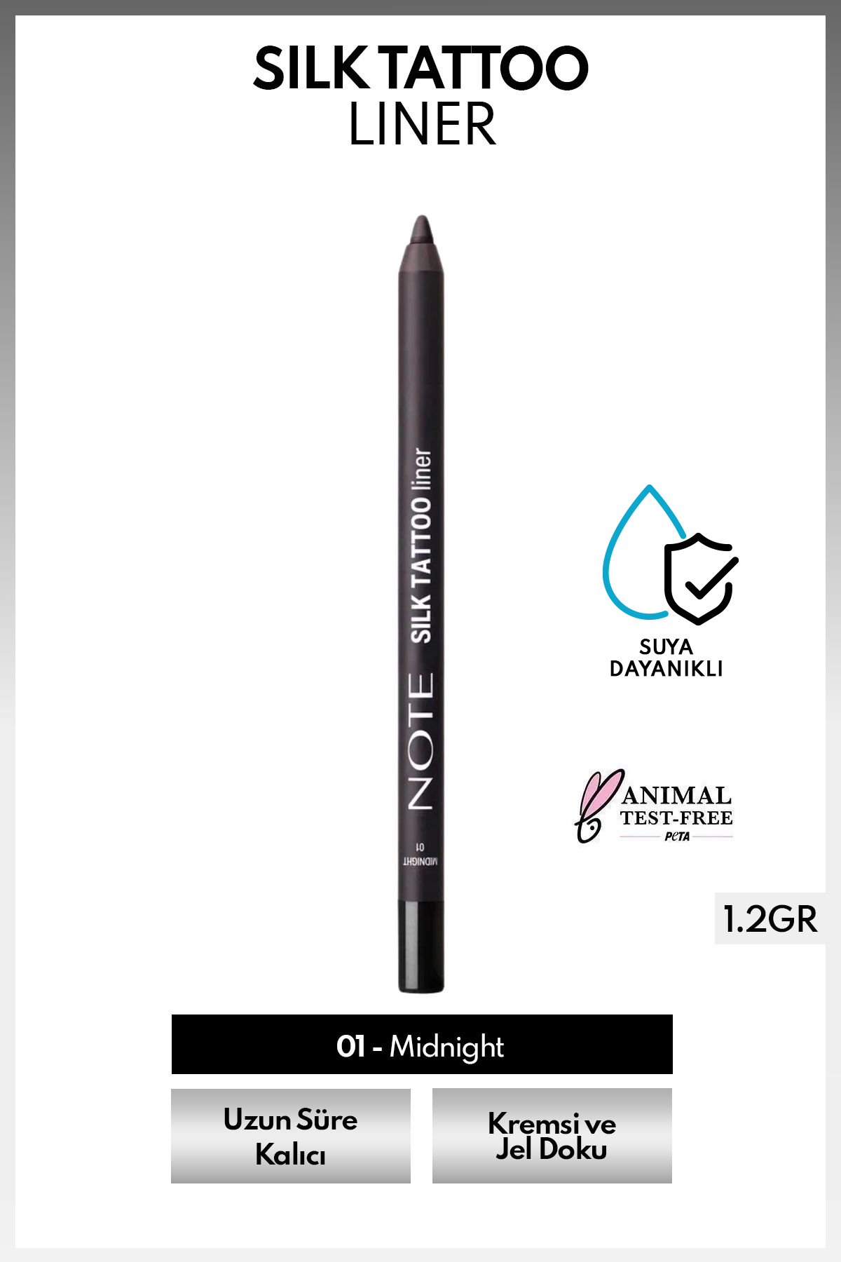 Note Cosmetics Silk Tattoo Liner Suya Dayanıklı İpeksi Jel Göz Kalemi - 01 Midnight - Siyah (Mat) - Fiyatı, Yorumları