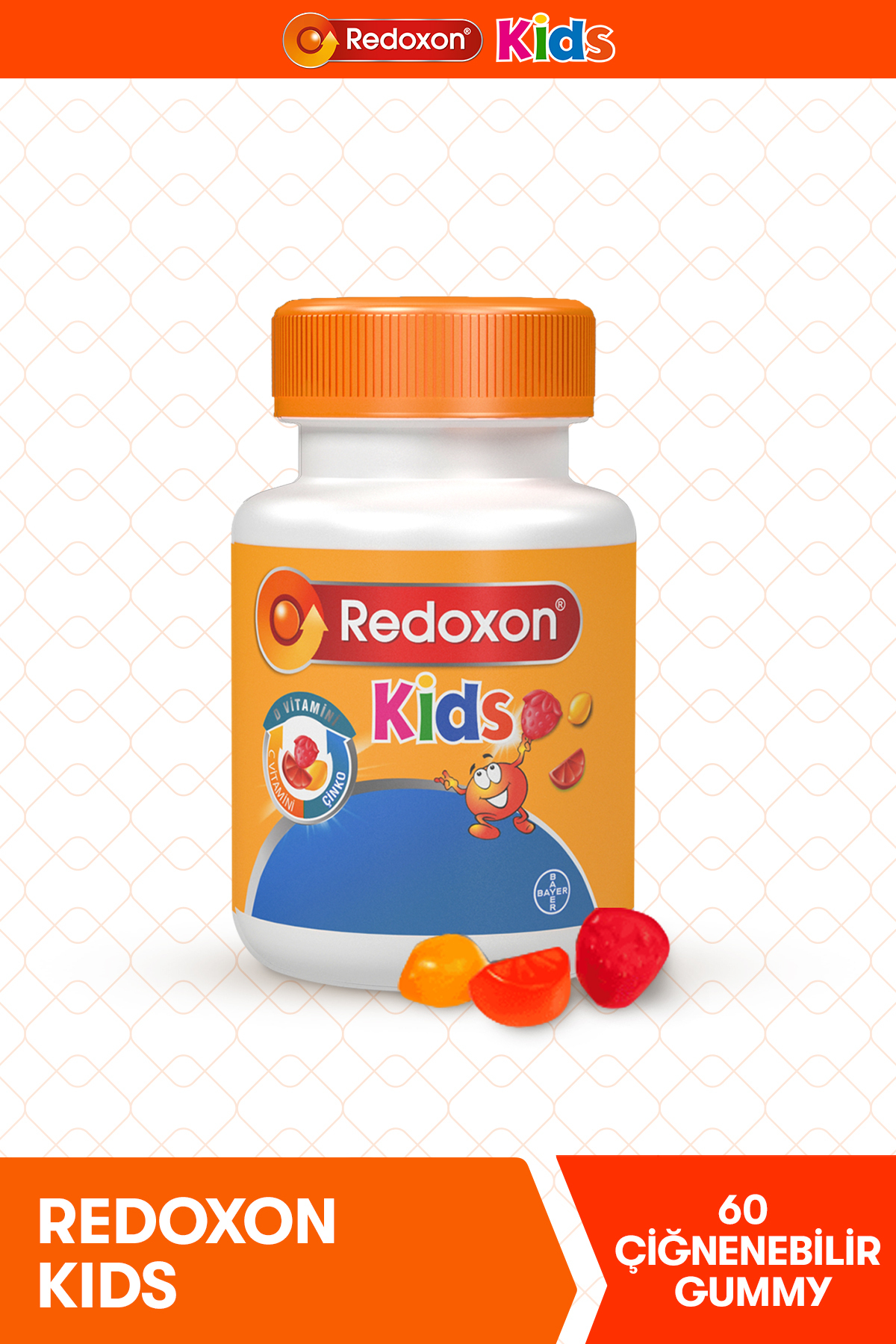 Kids Çiğnenebilir C Vitamini, D Vitamini ve Çinko Takviye Edici Gıda 60 adet