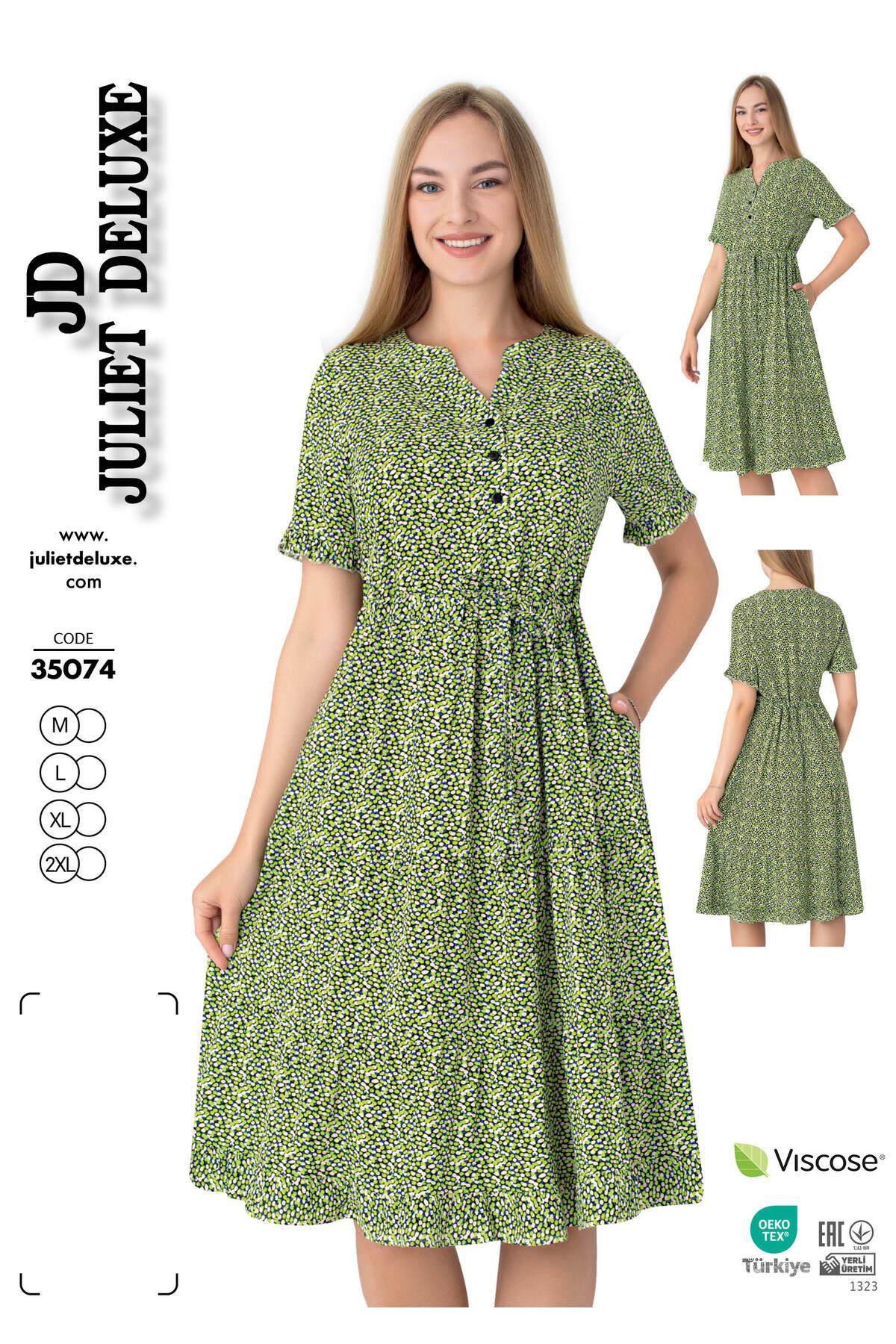 Women's Woven Viscose Fabric Patterned Dress 35074