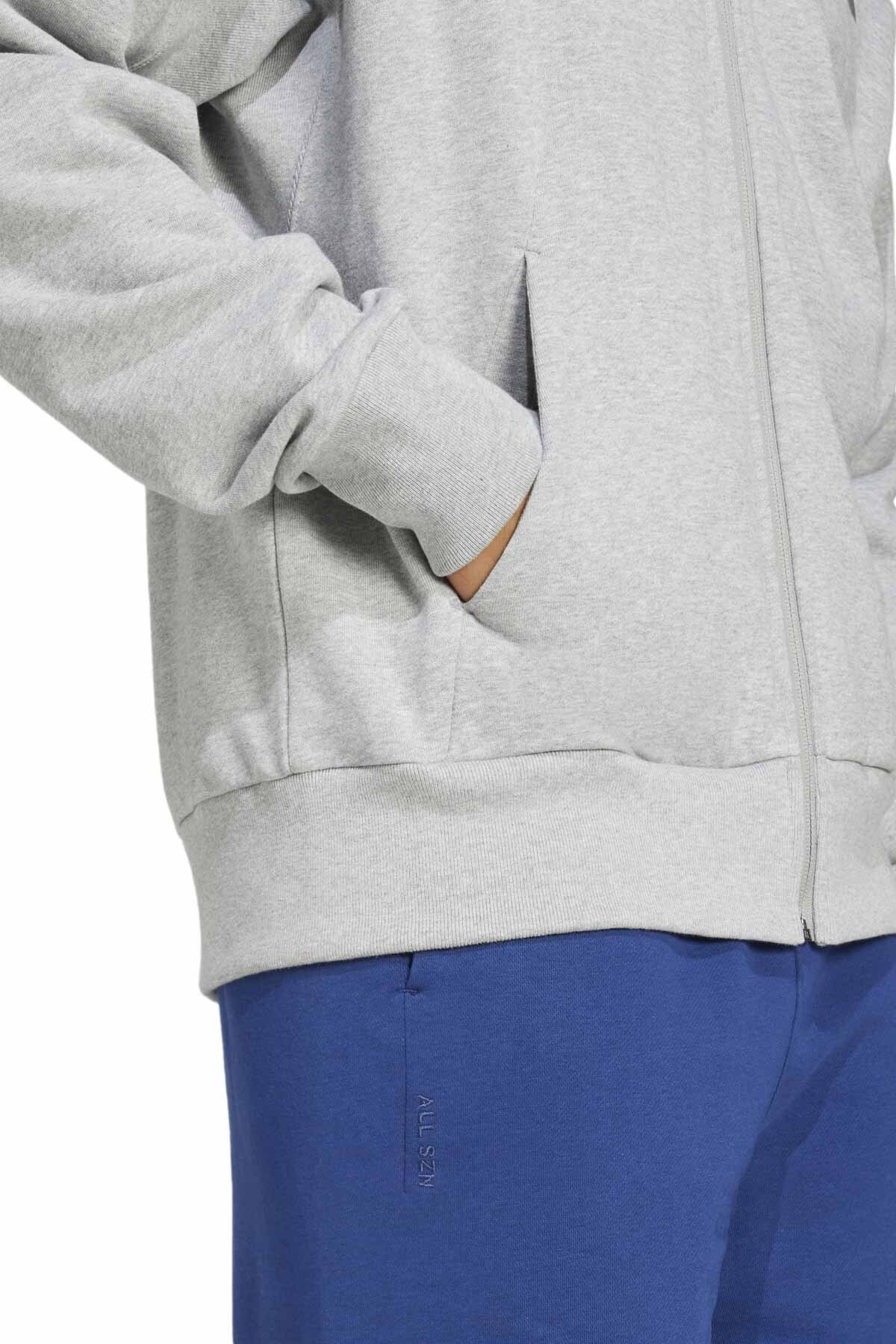 adidas M A SZN FT FZ GRI Erkek Fermuarlı Sweatshirt görsel 5