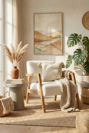 Zem Pavia Berjer Natürel Ahşap, Kırık Beyaz