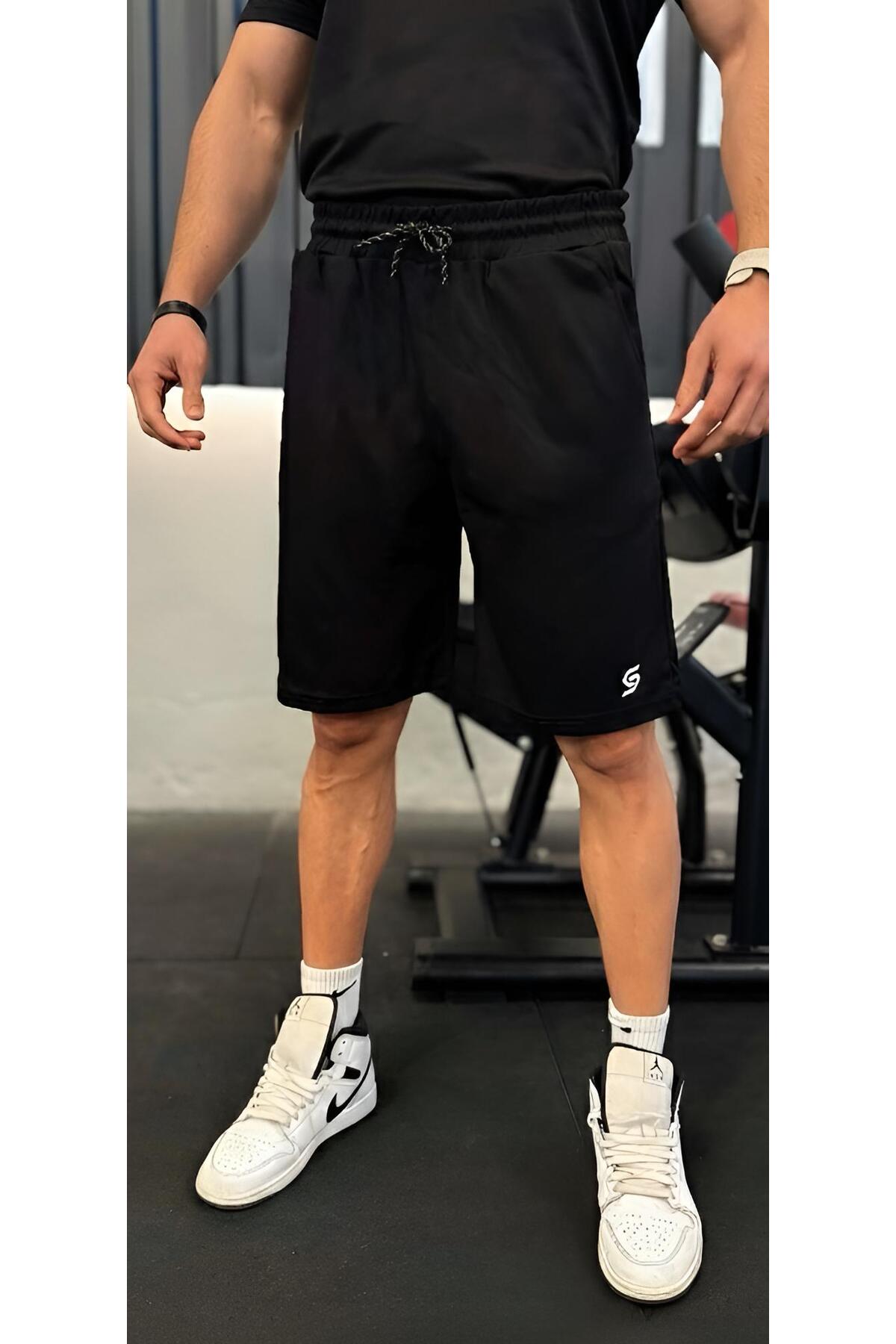 Sapeur  Erkek Spor Şort - Slim Fit Antrenman & Fitness Şortu ( Siyah ) - Görsel 3