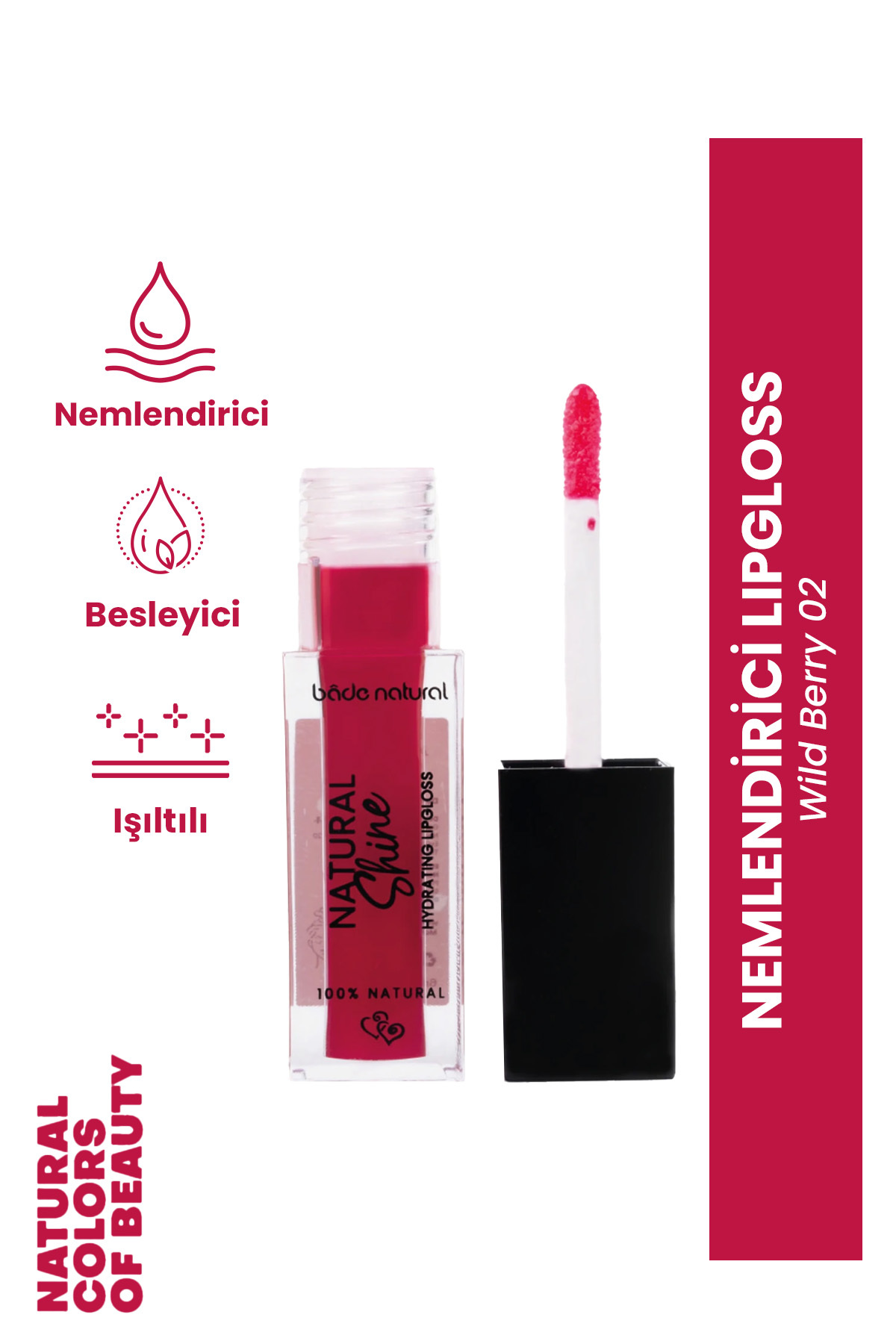 Bade Natural Nemlendirici Lipgloss Wild Berry 02 Dudak Parlatıcısı