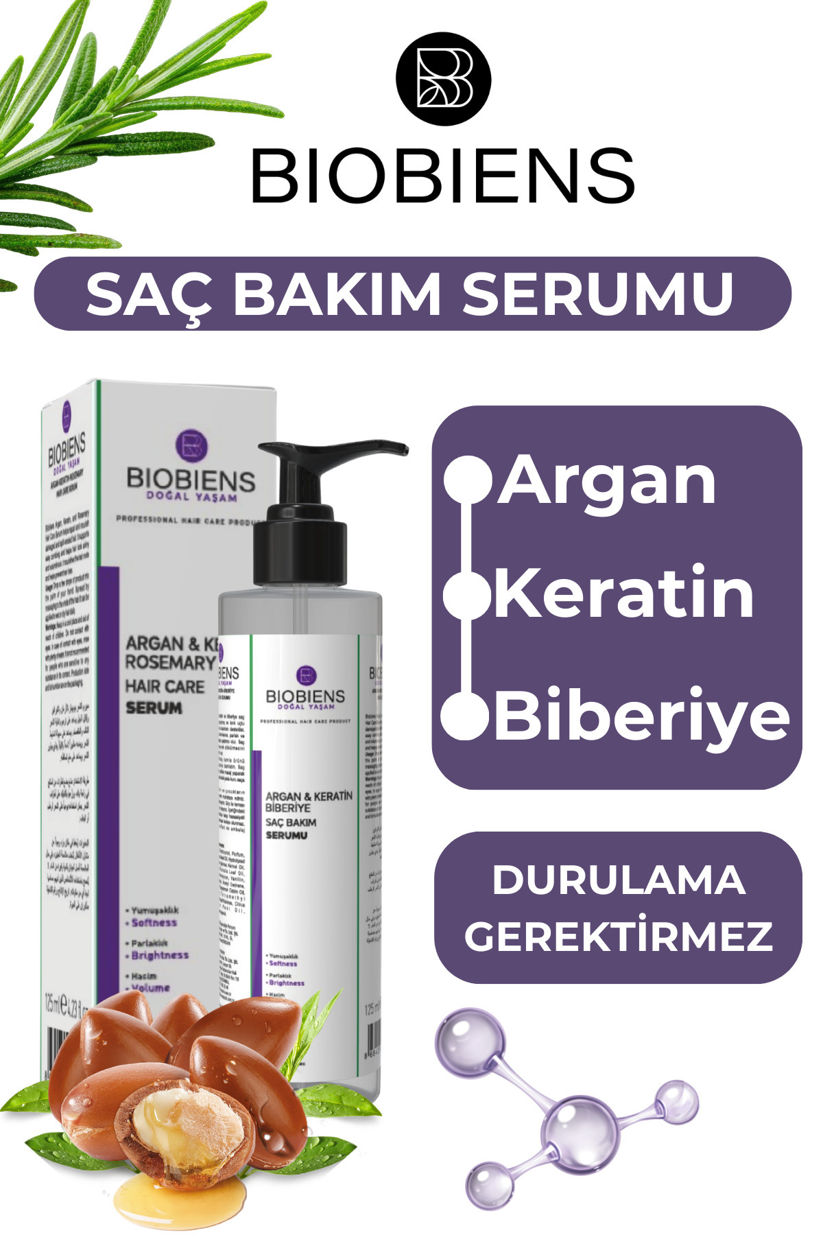 سرم موی بدون نیاز به آبکشی رزماری و آرگان و کراتین — 8684255832023 — تصویر 2 از 4