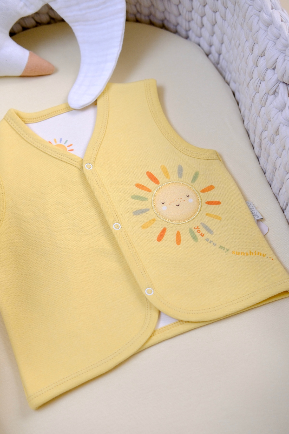 BABYLİM Güneş Aplikeli Astarlı Yenidoğan Yelek %100PAMUK- UNISEX fotoğrafı 3 (önizleme)