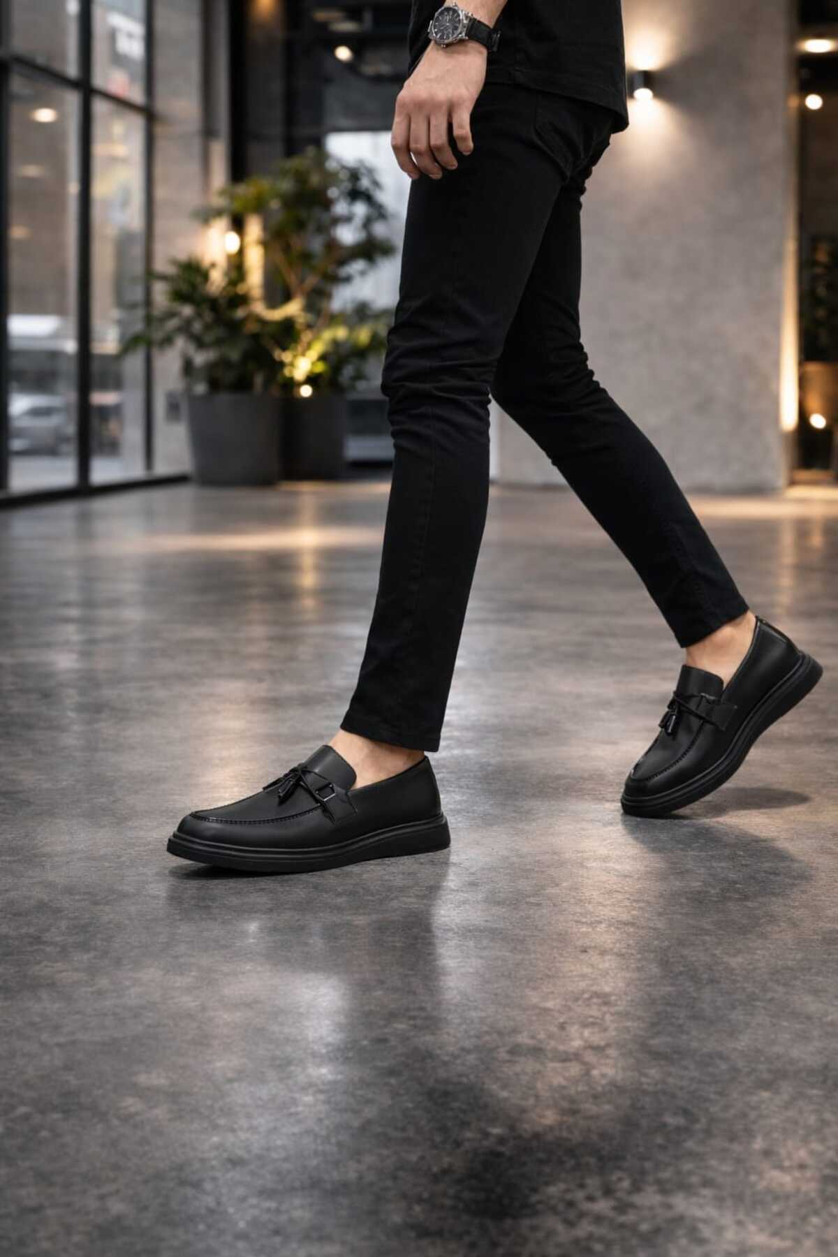 RASGO  Siyah Deri Fiyonk Detaylı Loafer Ayakkabı - Rahat Ve Şık Tarz,37,38,39,40,41,42,43,44 - Görsel 4