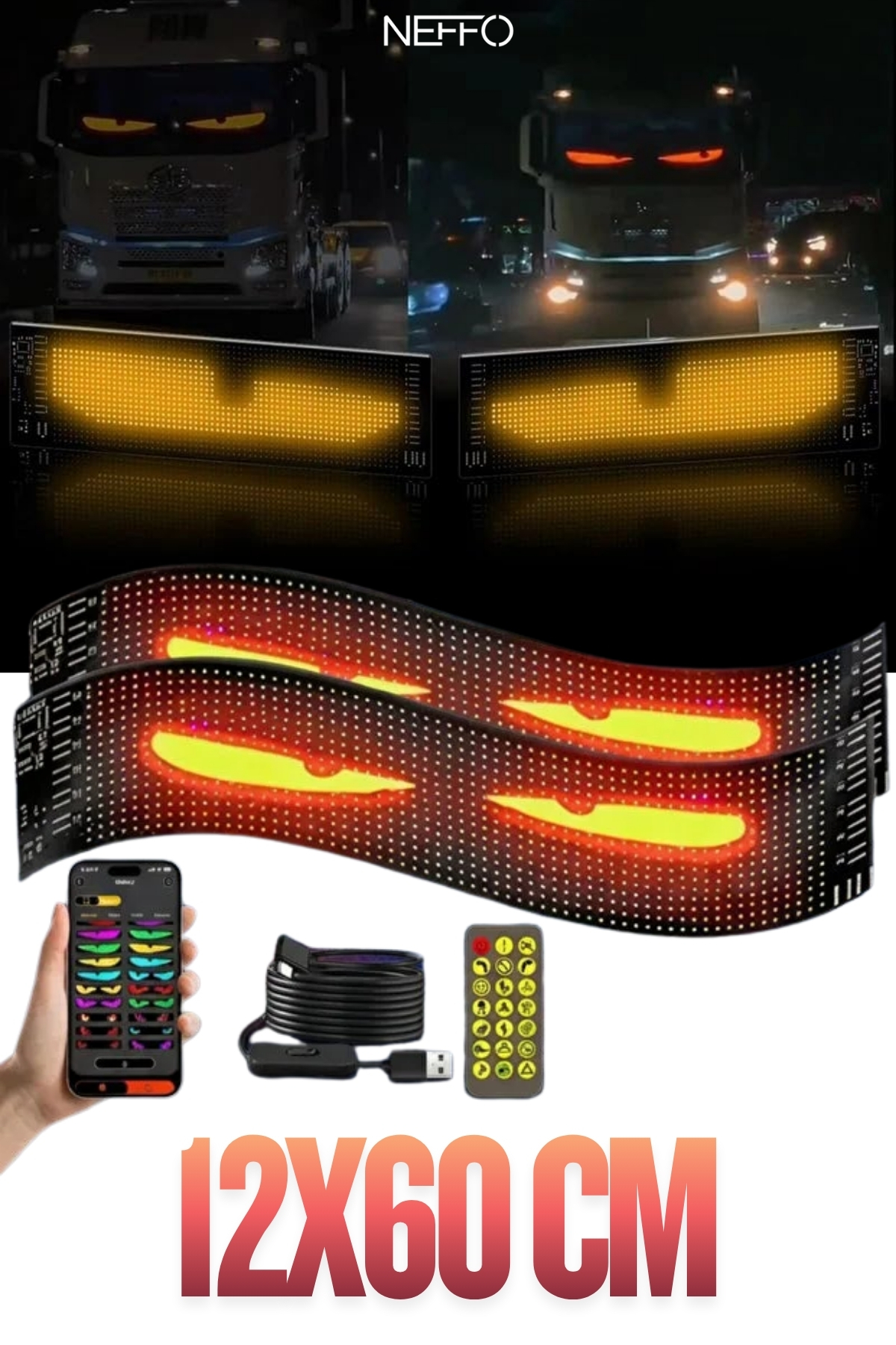 NEFFO Matrix Şeytan Göz Kayar Led Panel Tabela Uzaktan Kumandalı