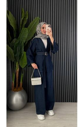 Molly Nelly Kadın Kot Kemer Detaylı Pantolon Bluz Takım