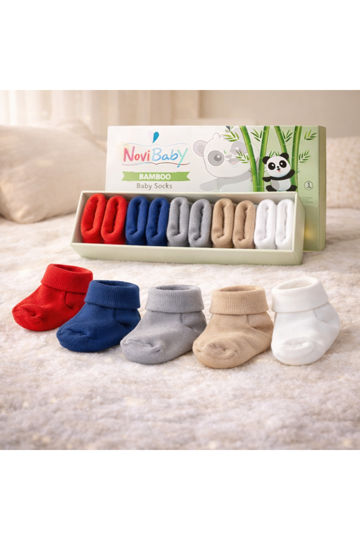 Novibaby 5'li Bambu Yenidoğan Bebek Çorap I Cold Weather I Kız Erkek Bebek Çorabı fotoğrafı 3 (önizleme)