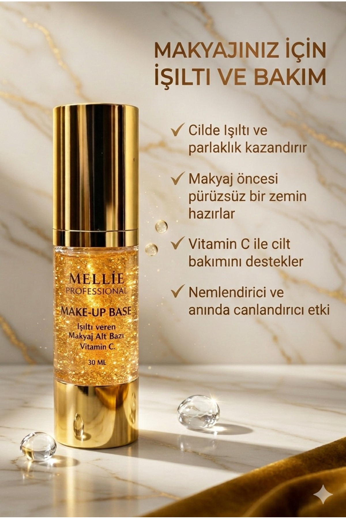 Işıltı Veren Makyaj Altı Bazı Özel Şişe 30 ml — طلایی 13800 — تصویر 2 از 6