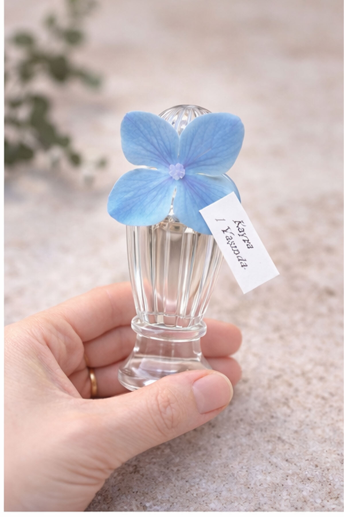 MayaArtDesign (25 ADET) Islak Dokulu Mavi Ortanca Çiçekli 50cc Mika Şişe Limon Kolonyası Hediyelik fotoğrafı 5 (önizleme)