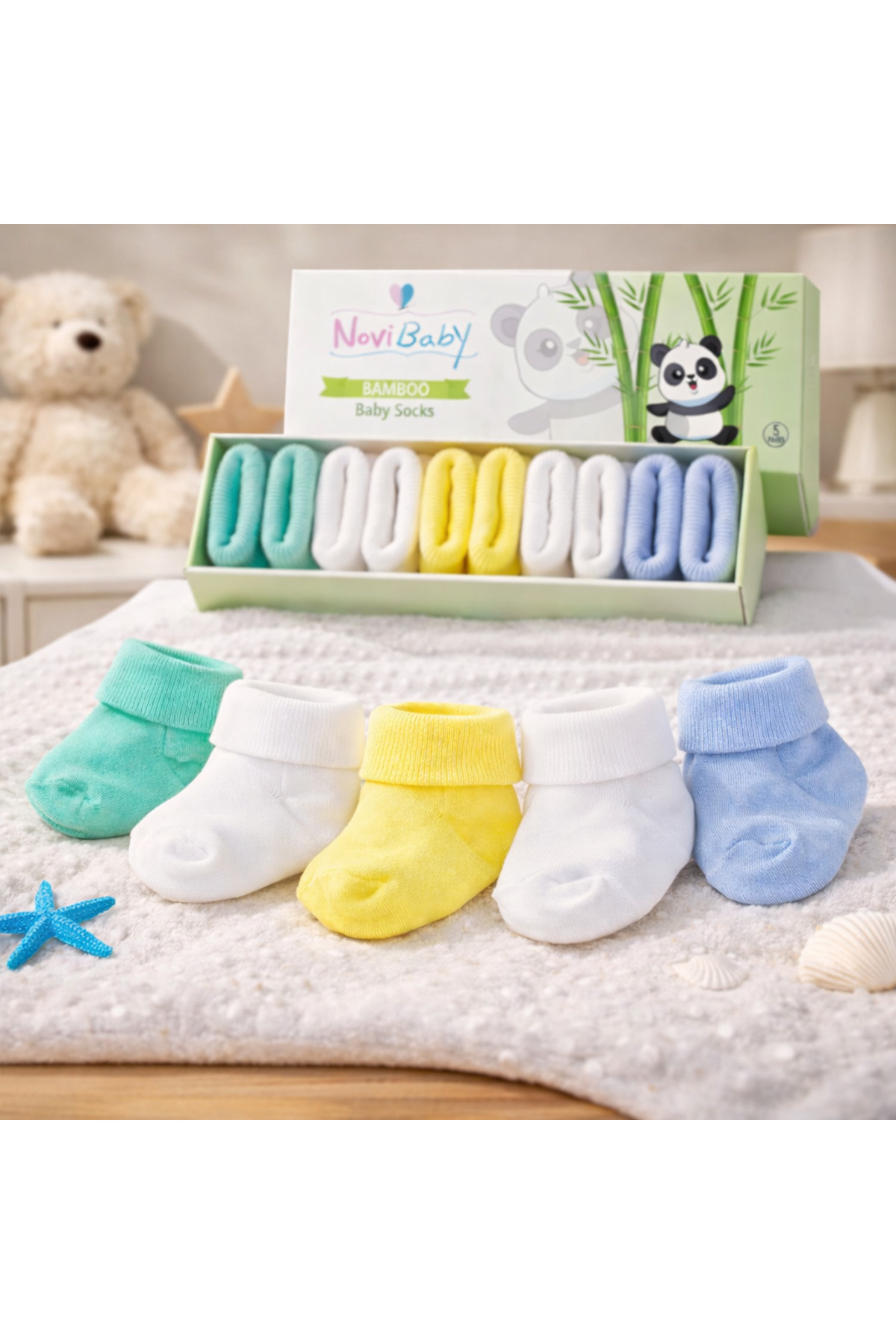 Novibaby 5'li Bambu Yenidoğan Bebek Çorap I Summer Boy I Kız Erkek Bebek Çorabı fotoğrafı 2 (önizleme)