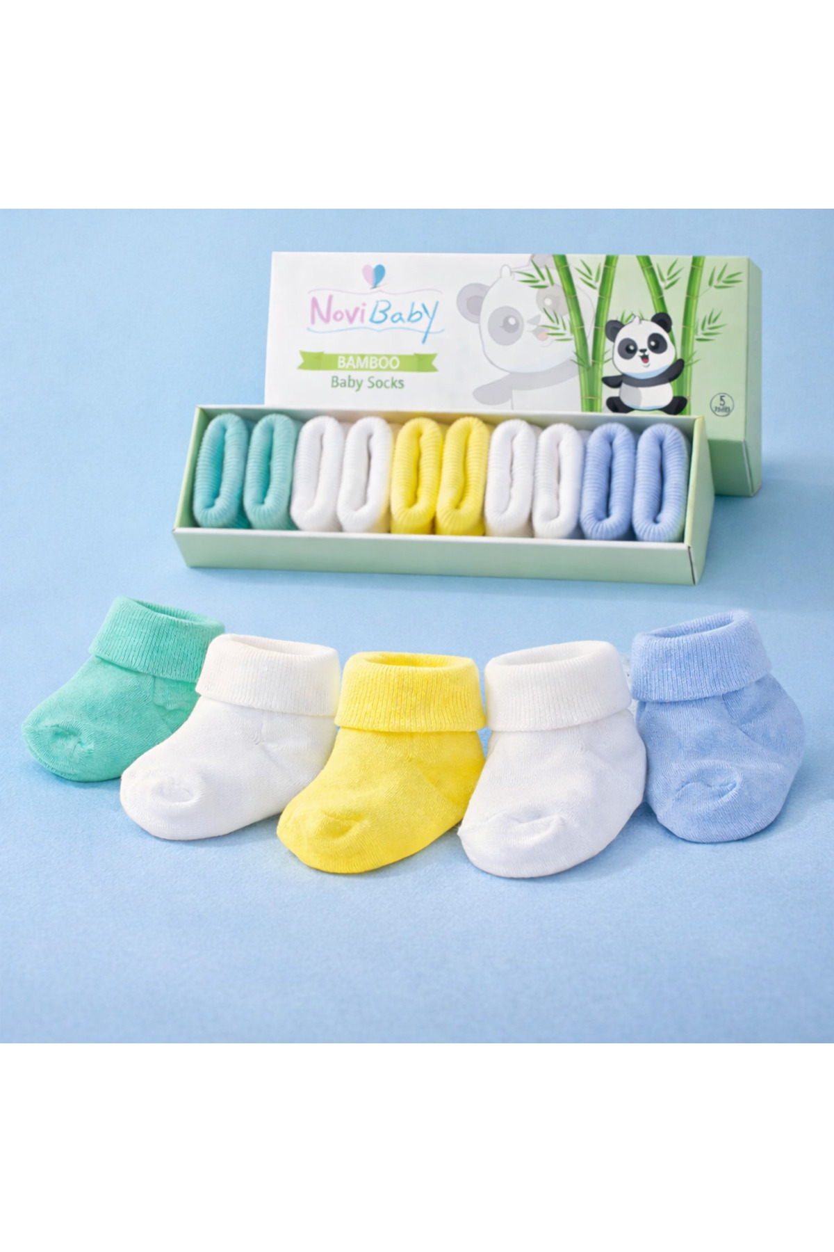 Novibaby 5'li Bambu Yenidoğan Bebek Çorap I Summer Boy I Kız Erkek Bebek Çorabı fotoğrafı 3 (önizleme)