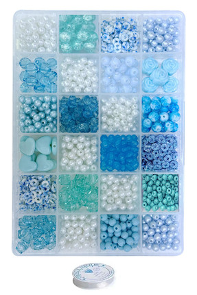 By MO Accessories Çocuklar İçin Mavi Boncuklar ve Figürlerle İnci Boncukla Ta...