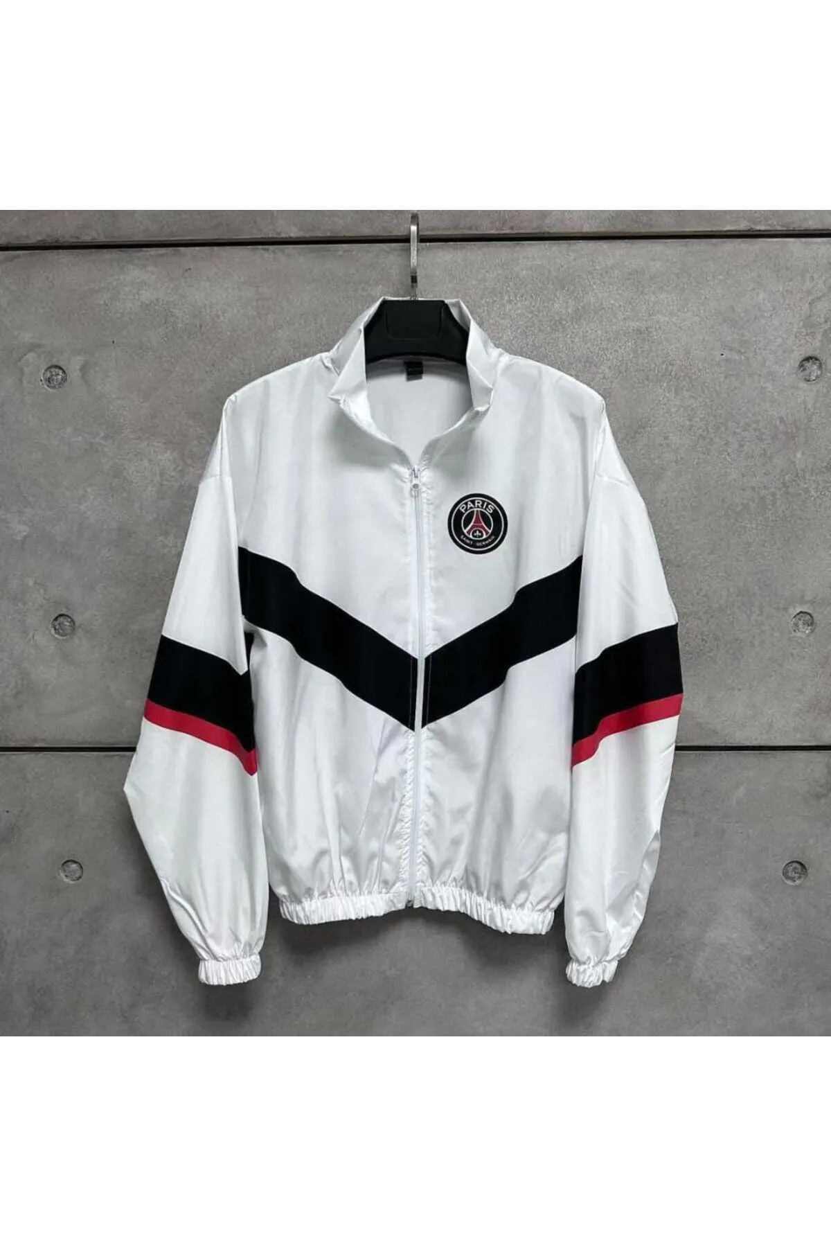 memetti m şekil Beyaz Paris PSG Unisex Dijital Baskı Paraşüt Kumaş Oversize Baskılı Siyah Rüzgarlık Yağmurluk görsel 5
