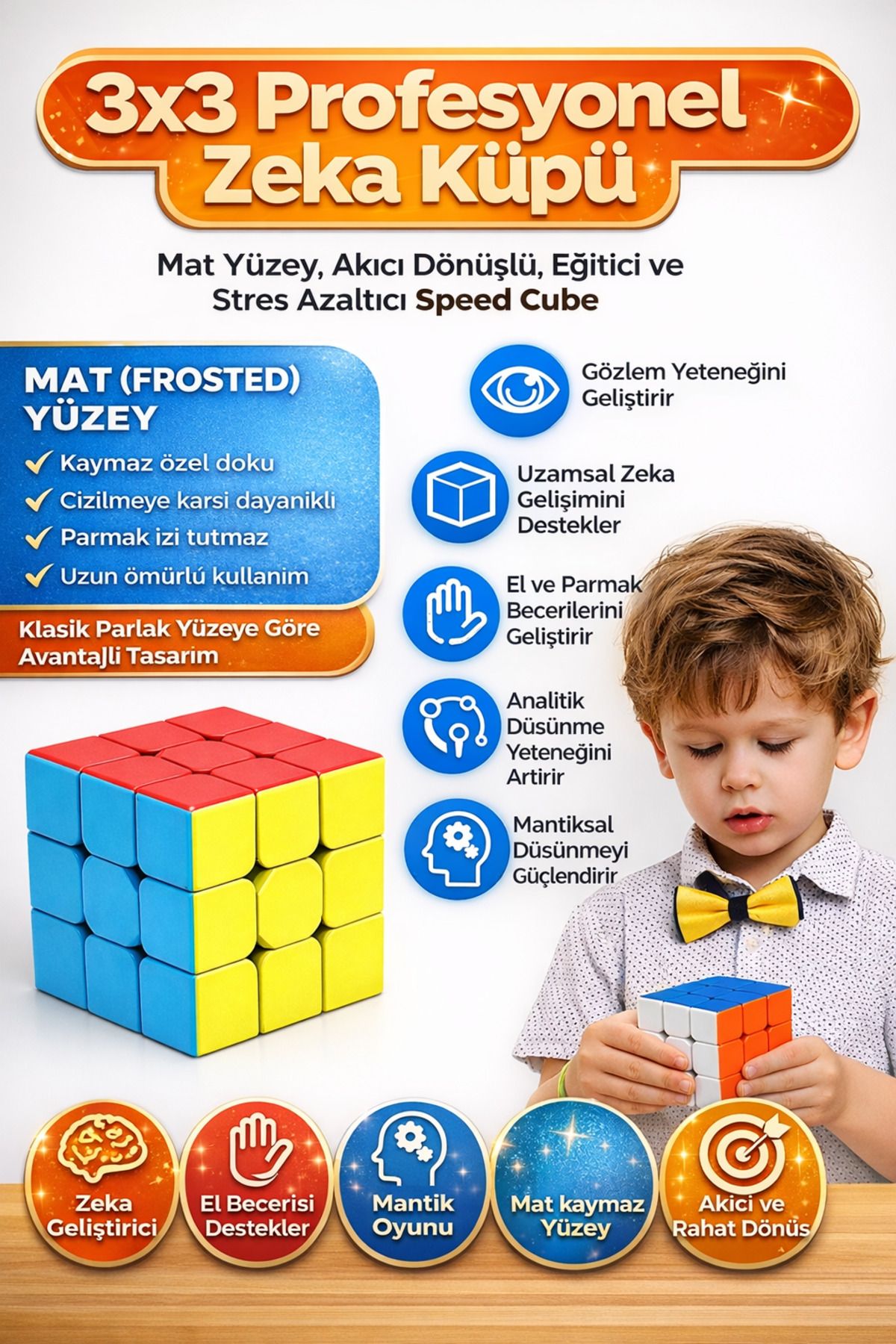 YILDIRIM OYUNCAK Magic Cube Yapışmaz Zeka Küpü Küp(5.5 X 5.5 Cm