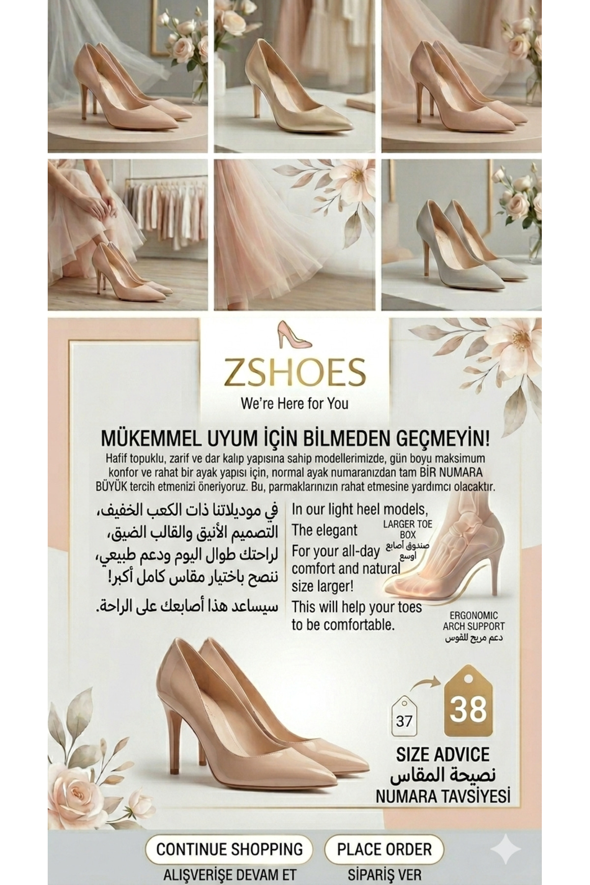 ZSHOES  Kadın Baretli Saten Desenli (İthal Malzeme) Hafif Topuklu Ayakkabı{41/42/43 Özel Büyük Numara Dahil} - Görsel 6