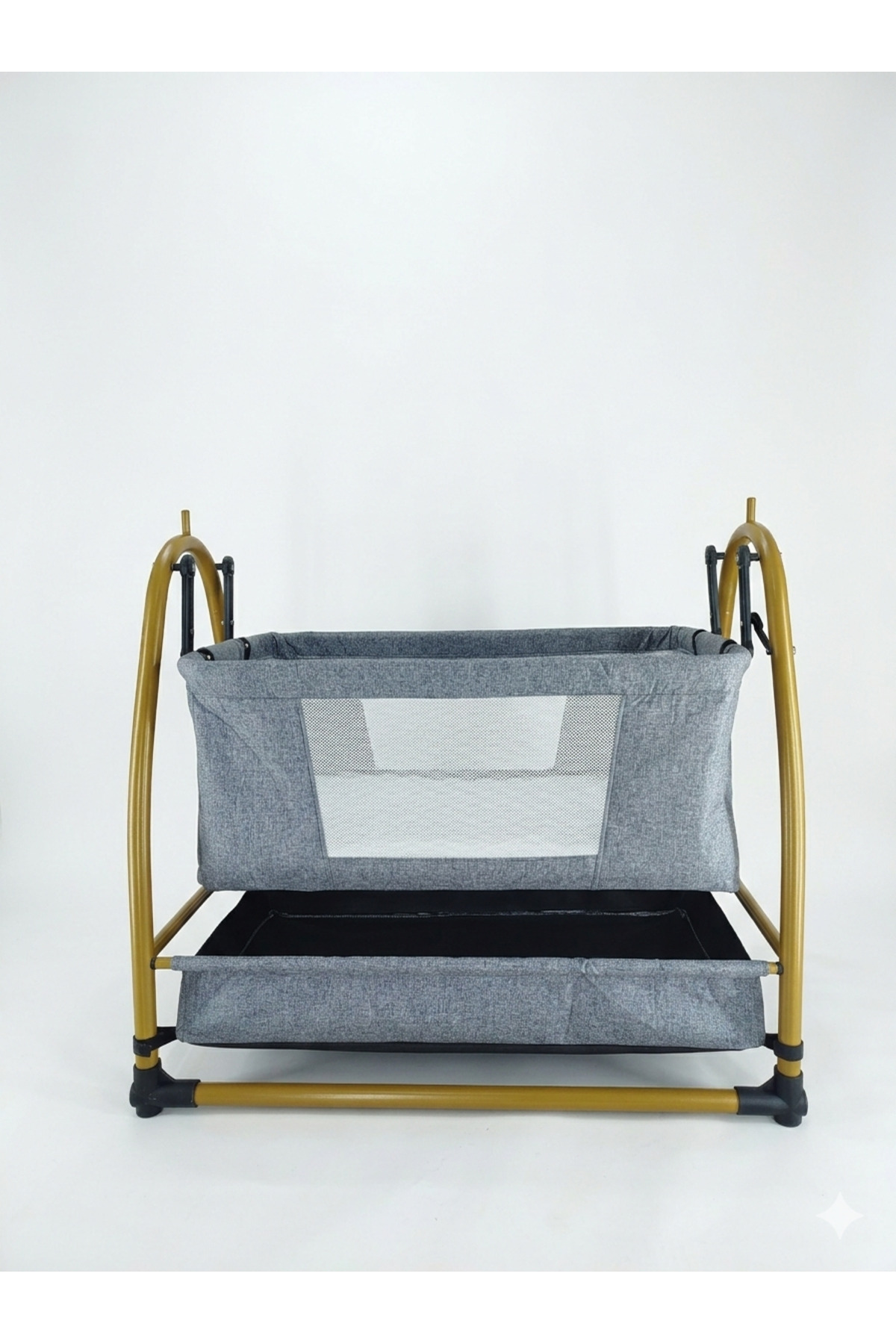 Bebelovv Gold Keten Kumaş Sallanabilir Sabitlenebilir Portatif Hamak Sepet Beşik fotoğrafı 3 (önizleme)