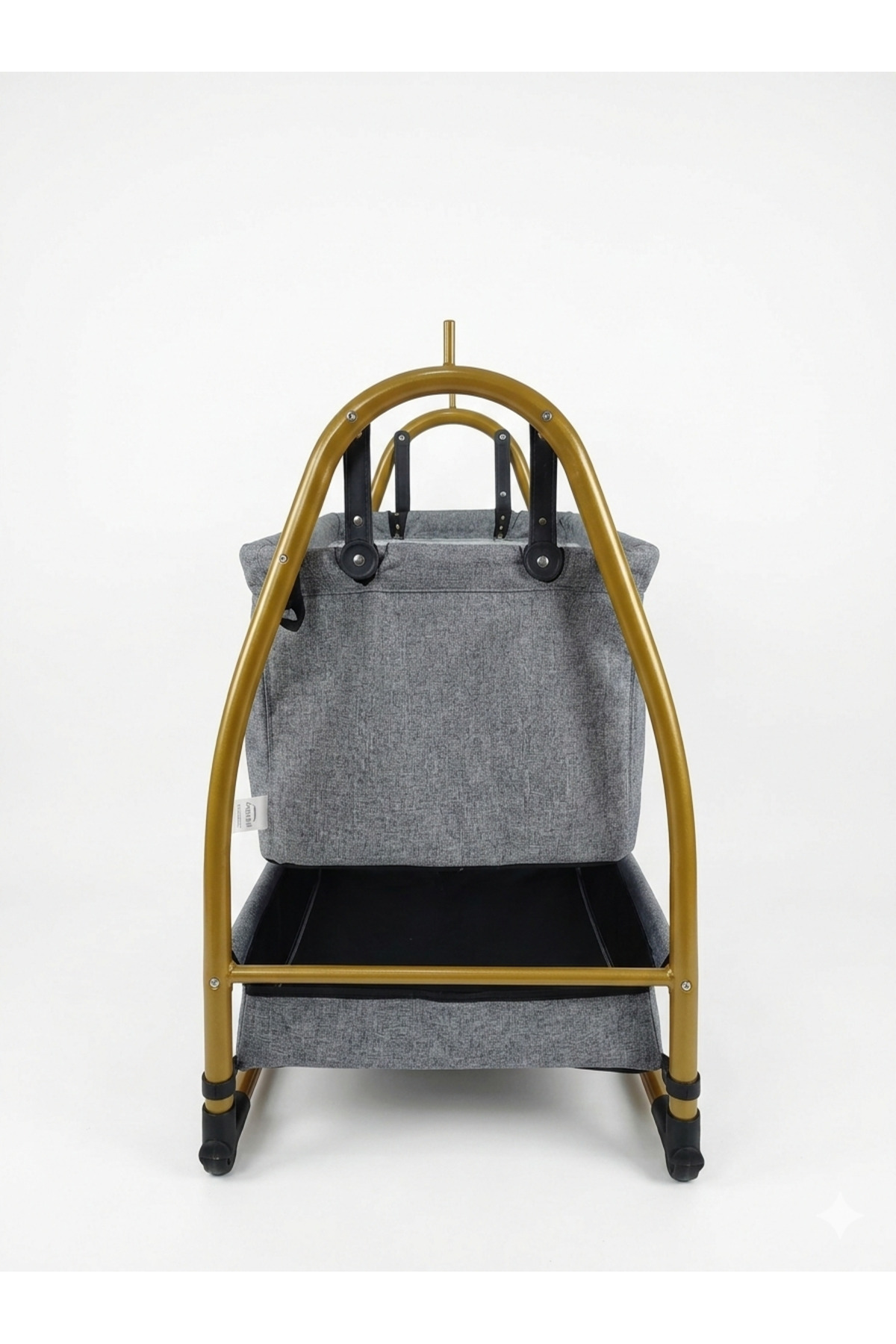 Bebelovv Gold Keten Kumaş Sallanabilir Sabitlenebilir Portatif Hamak Sepet Beşik fotoğrafı 2 (önizleme)