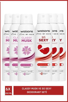 Watsons Classy Musk 150 Ml X3 Ve So Sexy 150 Ml X3 Deodorant Seti