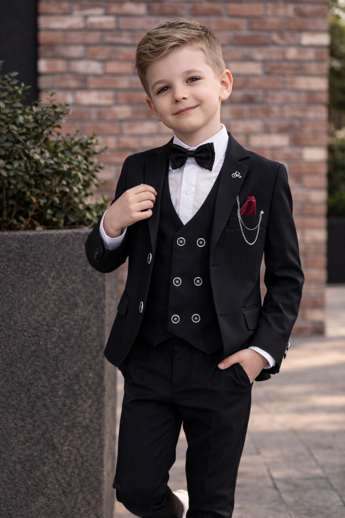 HAYTA Çocuk Takım Elbise Yelekli Gömlekli Set 1yaş-17yaş Silver Siyah fotoğrafı 7 (önizleme)