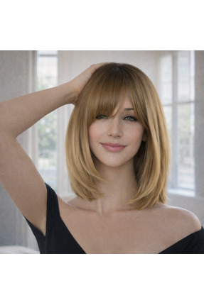 NeednStore Kadın Kumral Ombre Küt Perçemli Peruk - 35 cm serisi 1. Kalite Sen...