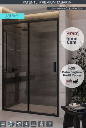 MONAQUA Arteko Duşakabin Ön Cephe, 1 Sabit 1 Kayar - Antrasit Profil - Şeffaf...