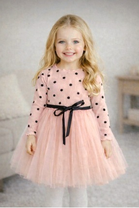 Şirin Şeyler Butiği Linda Uzun Kol Kız Bebek Çocuk Prenses Kabarık Tütü Puant...