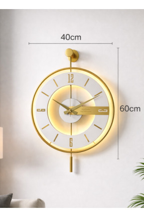 Pey Aksesuar Metal Camlı Duvar Saati Işıklı Gerçek Cam Duvar Saati Modern Tas...