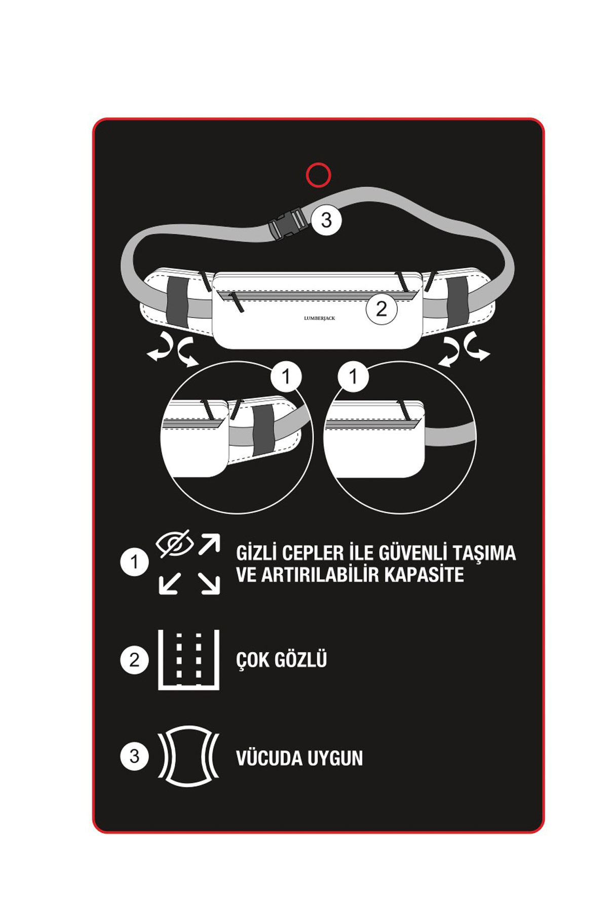 Lumberjack  MULTI POCKET WAIST 5FX Siyah Unisex Bel Çantası - Görsel 5