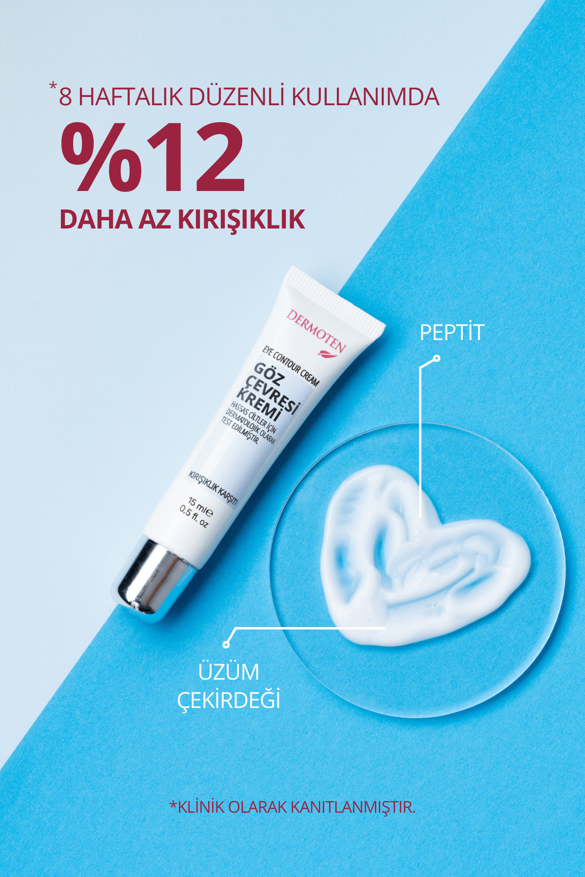 Göz Altı Kremi | Kırışıklık, Kararma, Kuruluk İçin Aydınlatıcı Nemlendirici Göz Çevresi Kremi 15 ml — 8699649122925 — تصویر 7 از 9