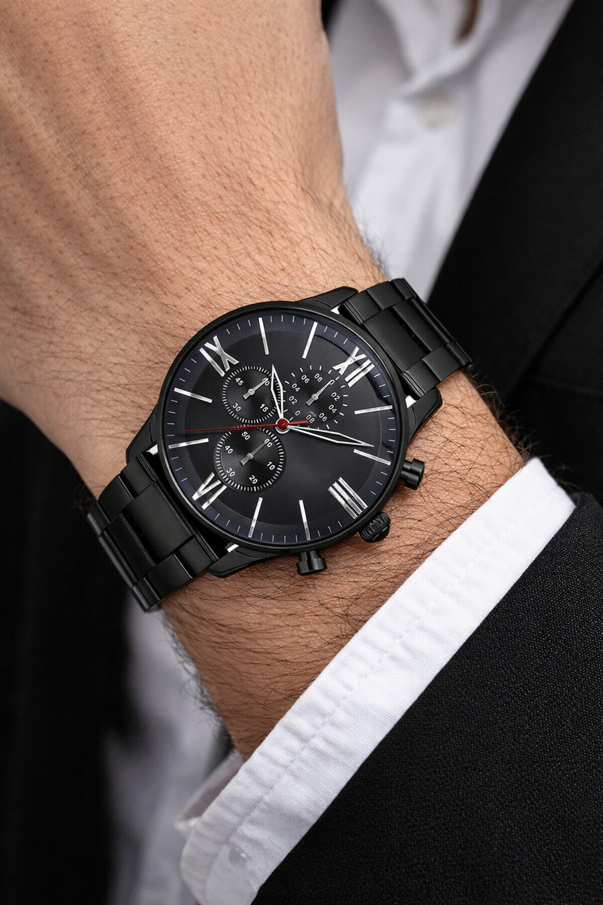 Korikom  Zamansız Şıklık: Siyah Metal Analog Erkek Kol Saati Stc11991