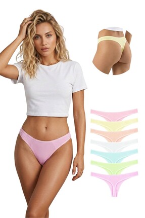 Newlilla 10051-7 Pamuklu Tanga String 7'li Kadın Külot 10051-7-V3