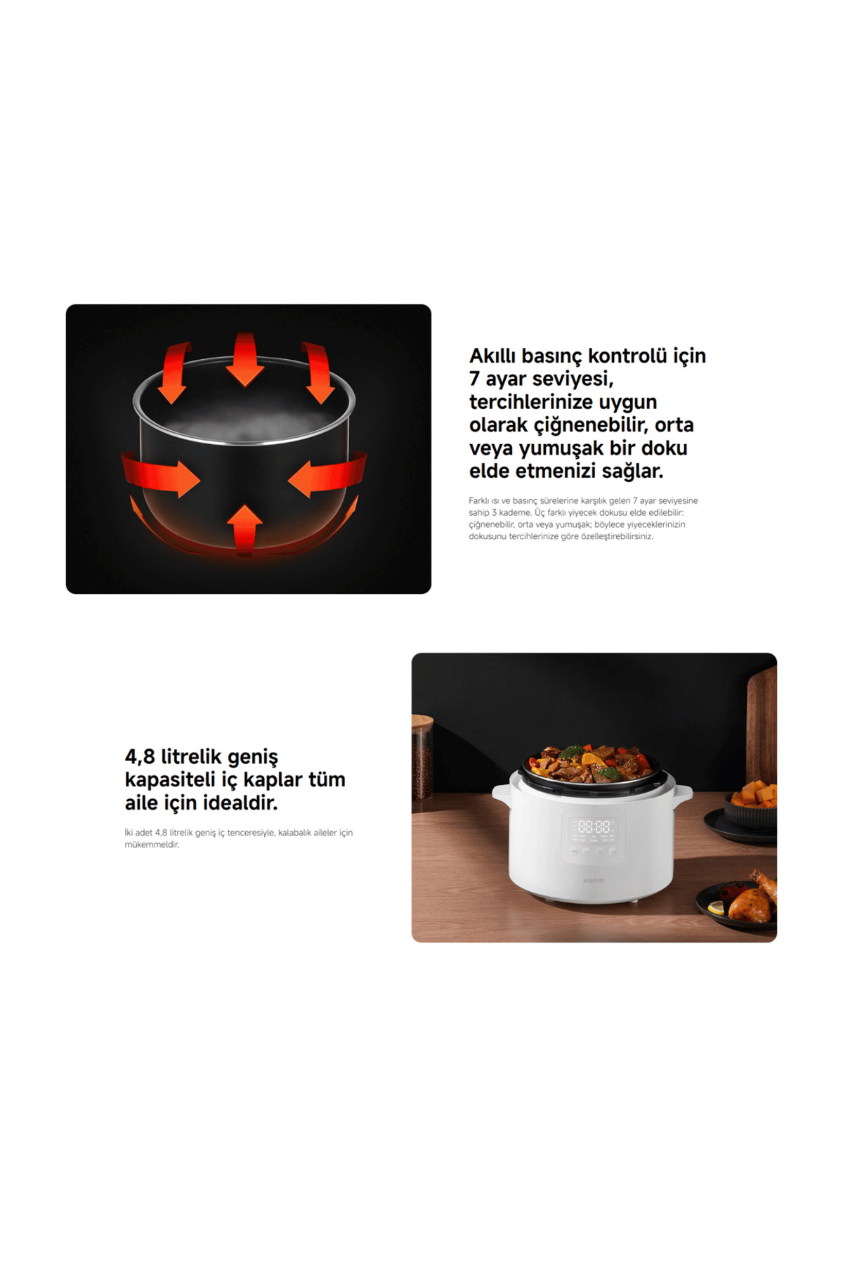 Xiaomi Electric Pressure Buharlı Pişirici 4.8L fotoğrafı 4 (önizleme)