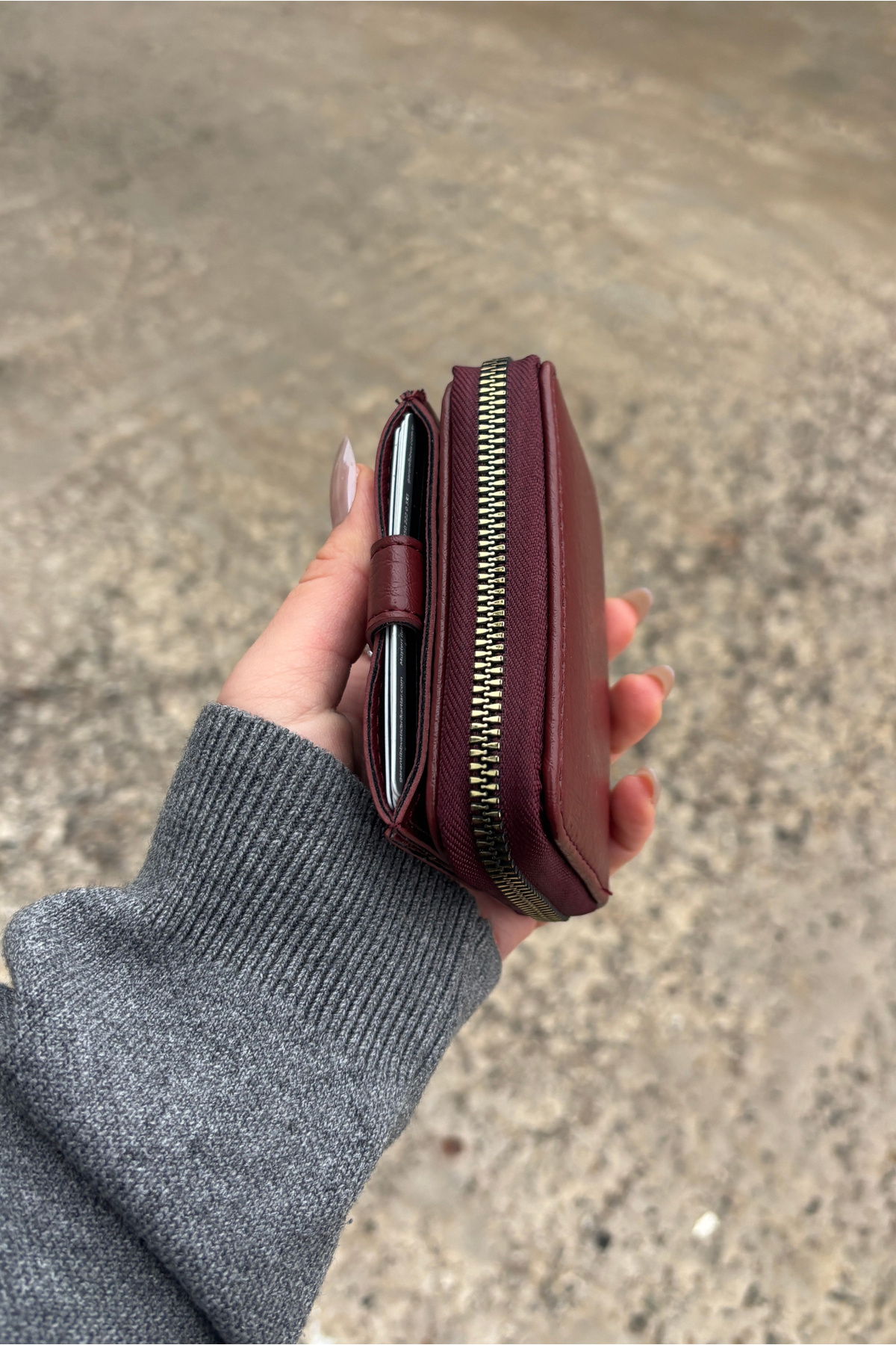 Yuka Atelier Yatay Mekanizmalı Bordo Suni Deri Kartlık Cüzdan görsel 2
